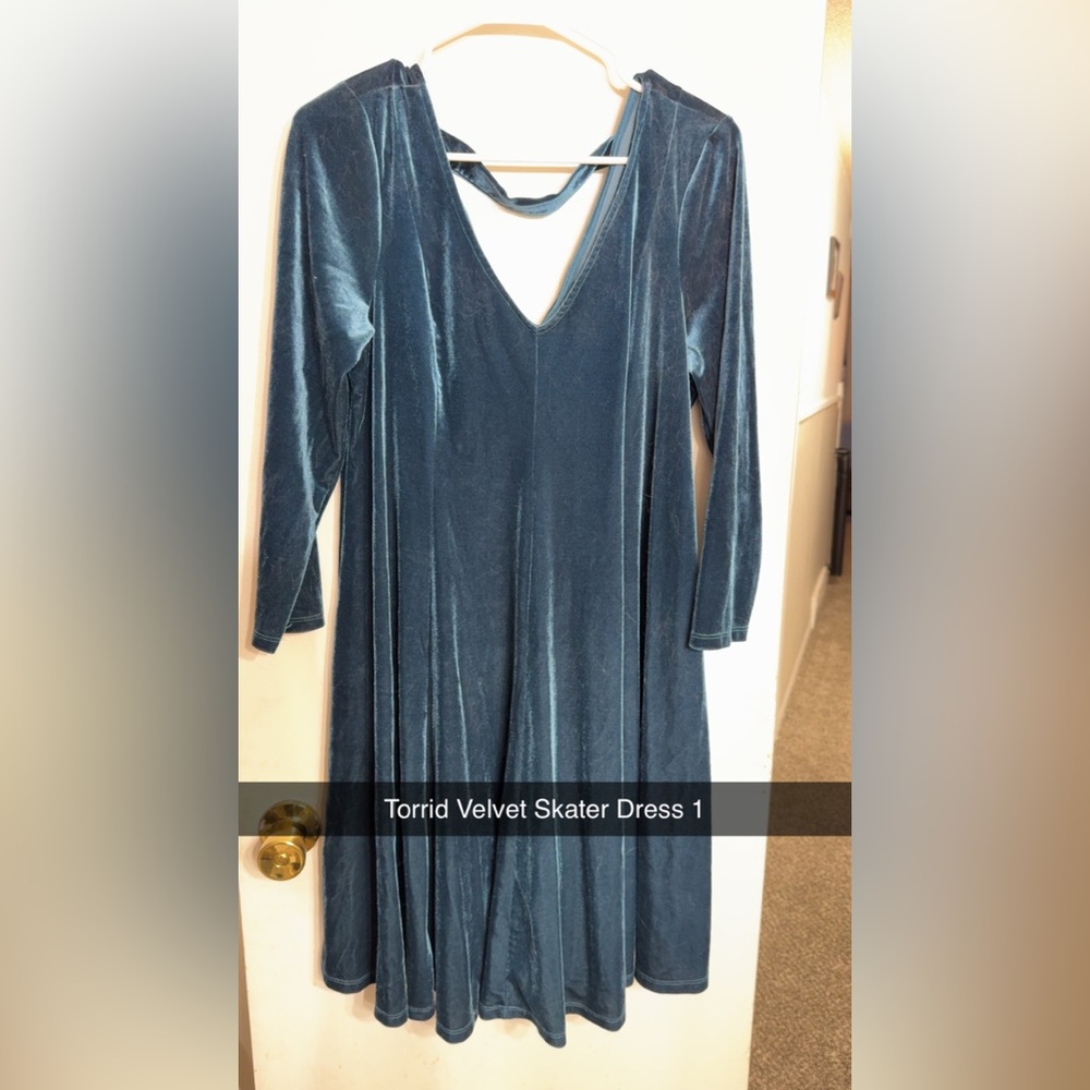 Torrid Blue 3/4 Sleeve V-Neck Gown